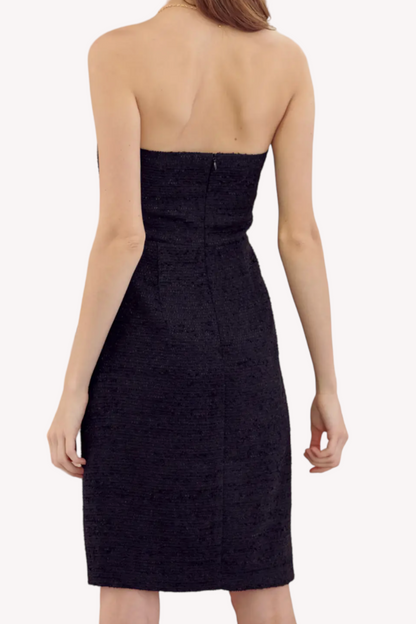 Strapless Tweed Knee Length Dress