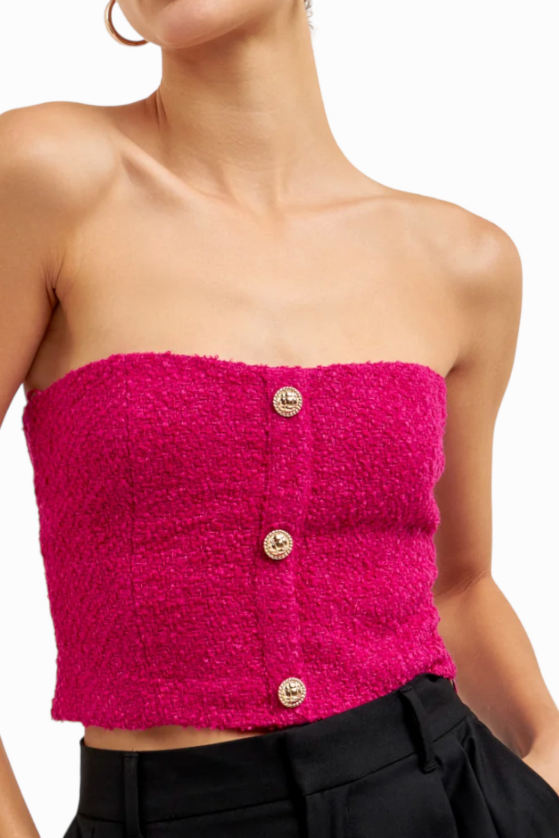 Hildegard Tweed Strapless Top