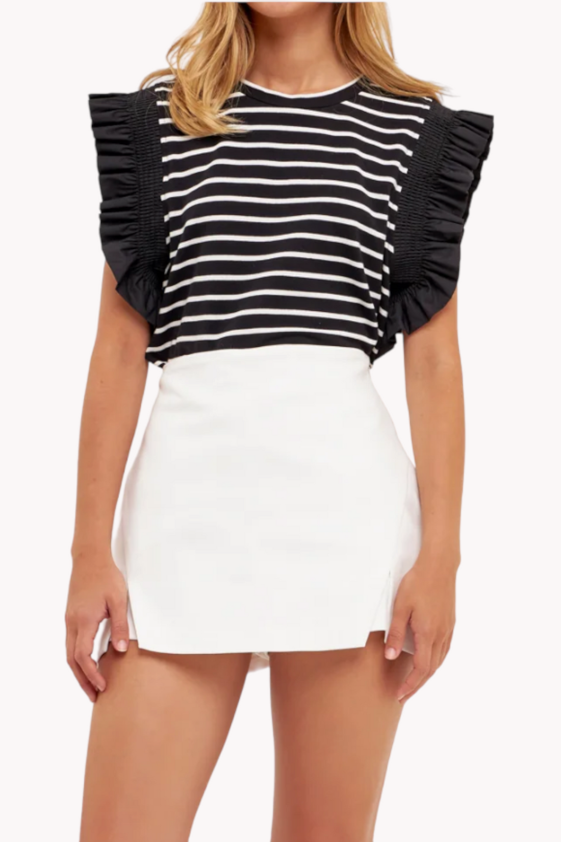 Portofino Striped Ruffle Sleeve Top