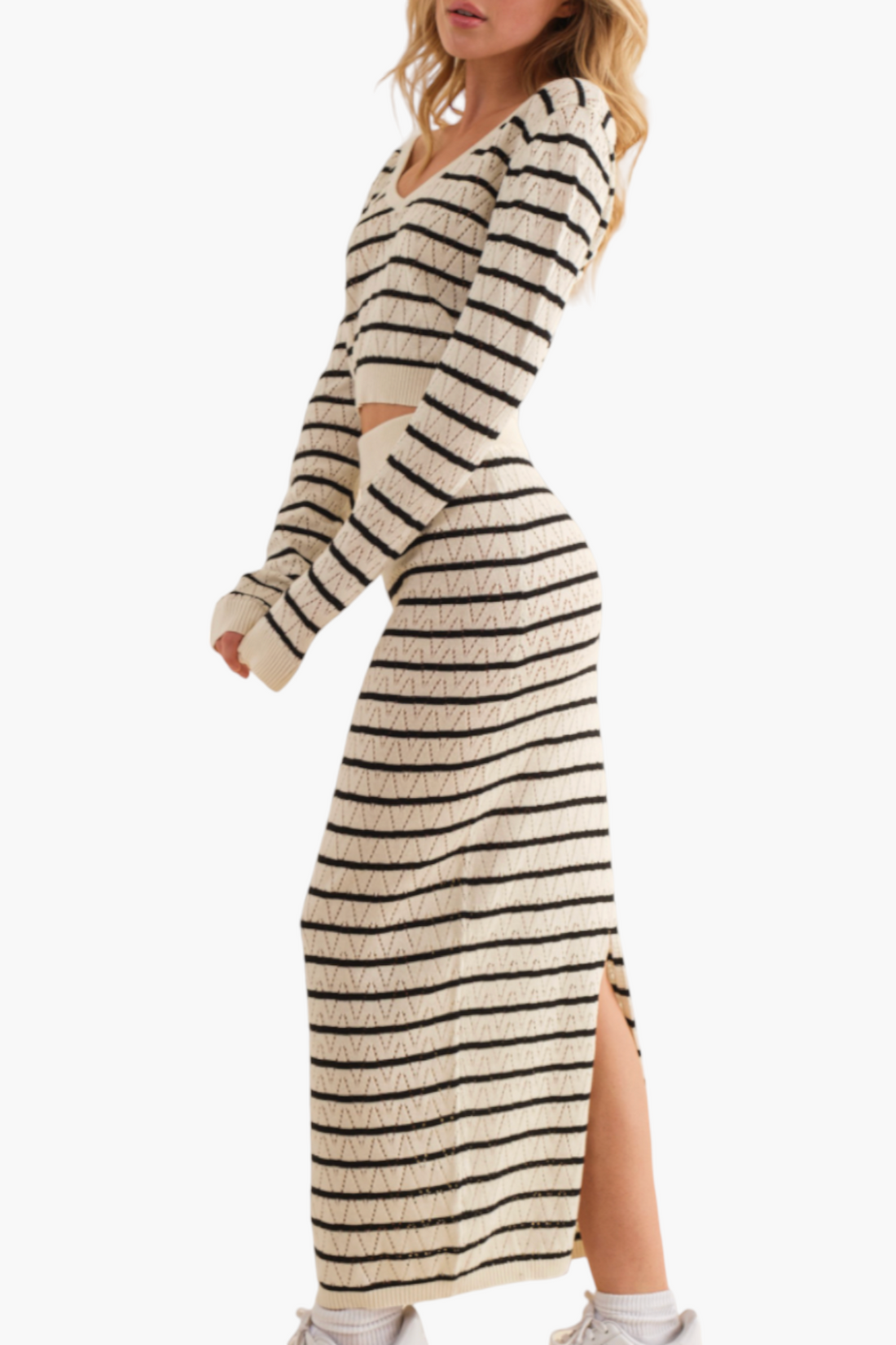 Delilah Striped Crochet Skirt Set